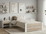 Postel IKAROS DOUBLE 90 x 200 cm, bílá/dub sonoma Rošt: S laťkovým roštem, Matrace: Matrace Deluxe 10 cm