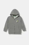 Dětská mikina United Colors of Benetton šedá barva, s kapucí, s potiskem, 3EB5G5043