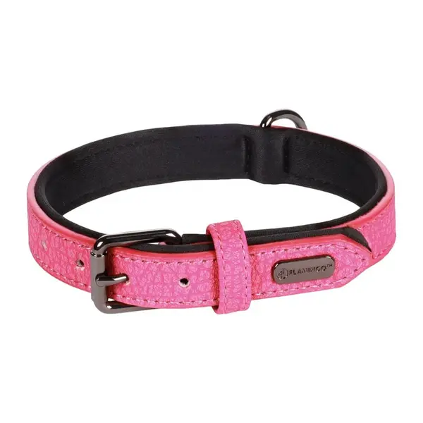 Kožený obojek pro psy Flamingo Leza růžová | P53470
