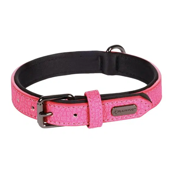 Kožený obojek pro psy Flamingo Leza růžová