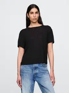 GAP  Dámské Lněné crop tričko 778377-02 Veľkosť: S