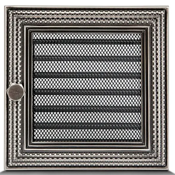 Krbová mřížka s žaluzií 17x17 cm Ratan stříbrný