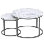 Konferenční stolek Paola bílá mramor/stříbrná 38/60