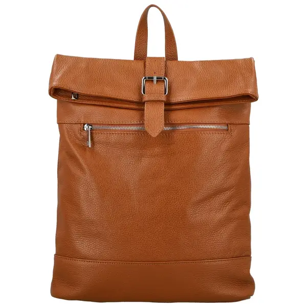 Trendy dámský kožený batoh Ustin, koňakový