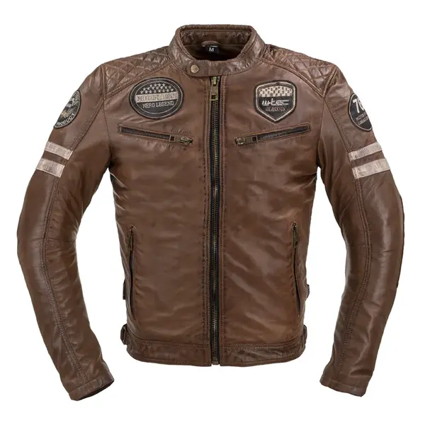 Pánská kožená bunda W-TEC Milano hnědá 6XL