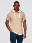 Ombre Men's hooded cotton t-shirt - beige