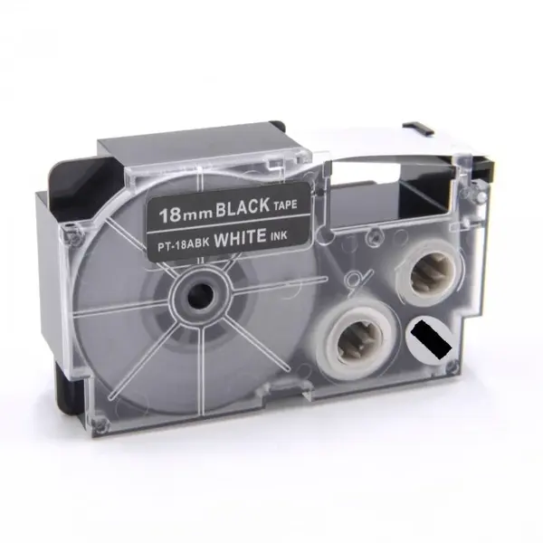 Kompatibilní páska s Casio XR-18ABK, 18mm x 8m bílý tisk / černý podklad