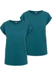 Women's T-shirt with extended shoulder 2-pack blue-green/teal-green