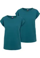 Women's T-shirt with extended shoulder 2-pack blue-green/teal-green