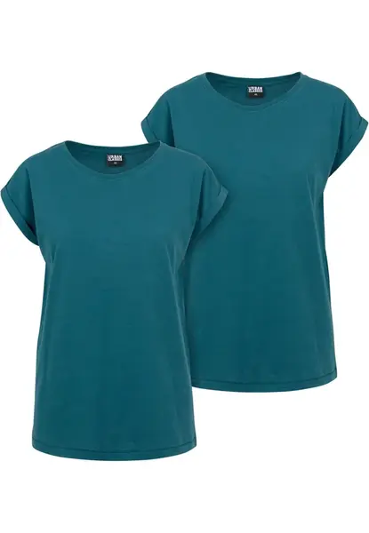 Women's T-shirt with extended shoulder 2-pack blue-green/teal-green