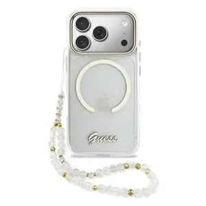 Zadní kryt Guess IML Glitter Script Strap MagSafe pro Apple iPhone Air, transparentmí