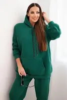 Kesi Włoski Dámsky teplákový komplet zateplený z bavlny s kapucňou zelený