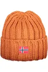 Oranžová pletená čepice s norskou vlajkou