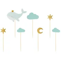 Ozdoby na muffiny Veľryba – dekorácie na cupcakes, 7 ks (11–13,5 cm)