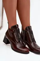 Kožené lakované členkové topánky na podpätku