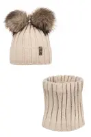 Súprava čiapky a šálu Ander BIANCA - béžová