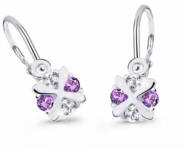 Cutie Jewellery Nežné detské náušnice z bieleho zlata C2753-10-X-2 fialová