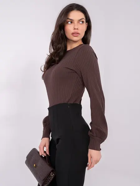 Tmavě hnědá halenka s dlouhým rukávem