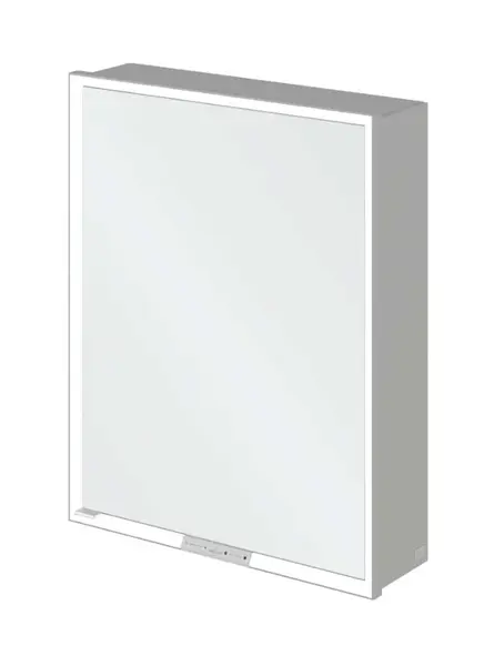 Villeroy & Boch My View+ - Zrkadlová skrinka s LED osvetlením 60x75x17 cm, 1 dvierka, pánty vpravo, sivá A4816R00