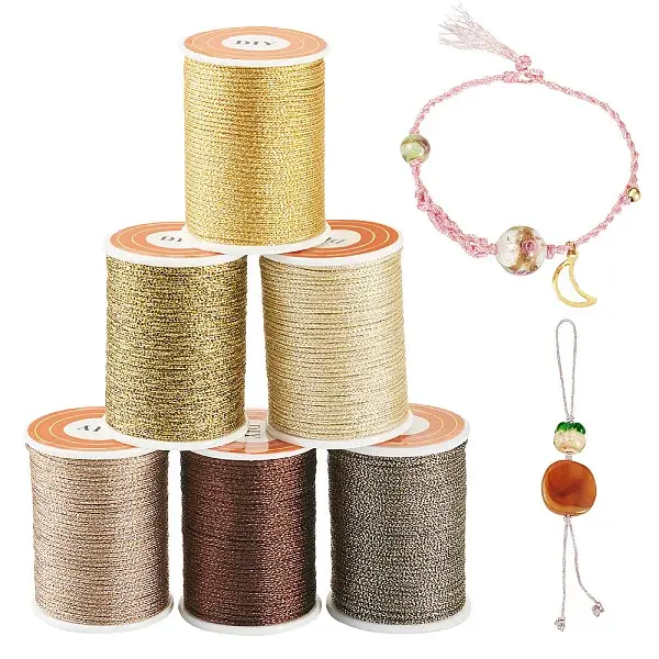 6Rolls 6 Colors Polyester Metallic Thread