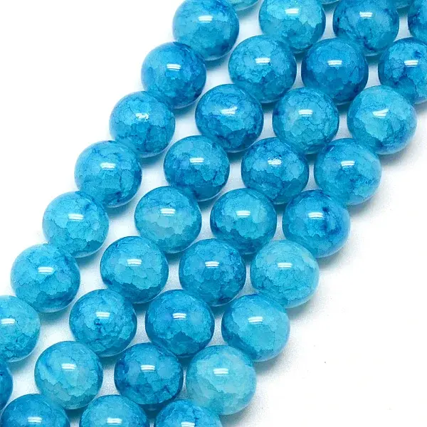 Baking Paint Crackle Glass Bead Strands