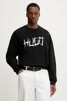 Bavlněná mikina Hugo Blue Namenex pánská, černá barva, vzorovaná, 50554392