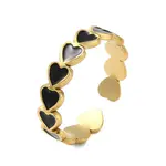 Real 18K Gold Plated 304 Stainless Steel Enamel Cuff Rings