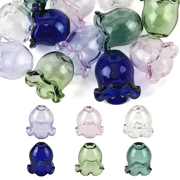 12Pcs 6 Colors Transparent Glass Beads