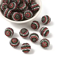 Christmas Theme Resin Rhinestone Round Beads