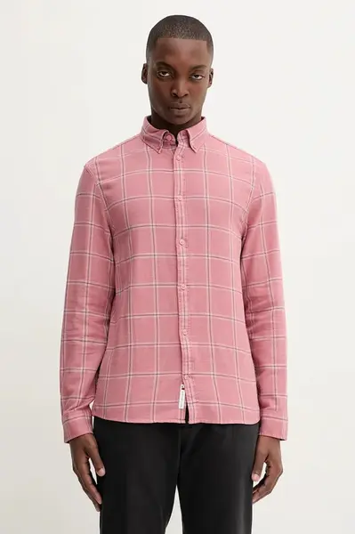 Bavlněná košile Tommy Jeans pánská, oranžová barva, regular, DM0DM21701