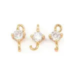 Brass Pave Clear Cubic Zirconia Flat Round Connector Charms