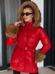 Červená zimní bunda s kožešinou