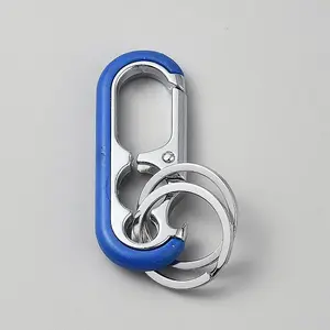 Oval Alloy Keychain Clasps with Double Rings