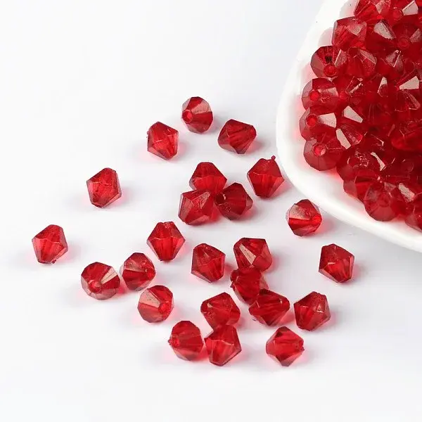 Faceted Bicone Transparent Acrylic Beads