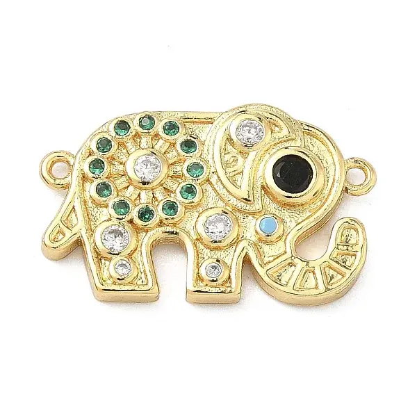 Brass Pave Colorful Cubic Zirconia Elephant Links Connector Charms