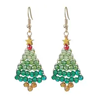 Glass Christmas Tree Dangle Earrings
