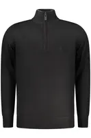 Pánský černý svetr s polovičním zipem