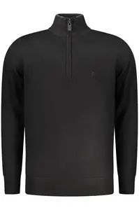 Pánský černý svetr s polovičním zipem
