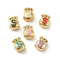 Rack Plating Real 18K Gold Plated Brass Enamel Beads