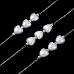 304 Stainless Steel Round Bead & ABS Plastic Pearl Heart Bead Cable Chains