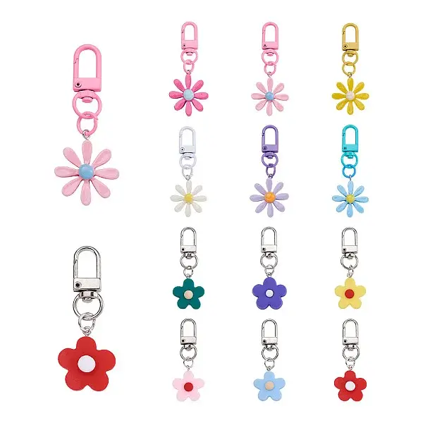 12Pcs 12 Colors Resin/Acrylic Pendants Keychains