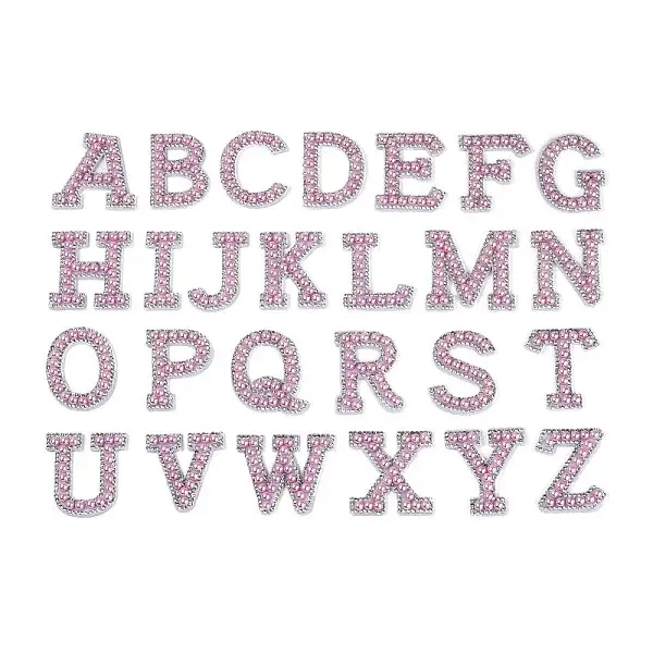 26Pcs Letter A-Z Glass Rhinestone with Plastic Cloth Patches