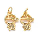 Brass Micro Pave Clear Cubic Zirconia Charms