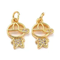 Brass Micro Pave Clear Cubic Zirconia Charms
