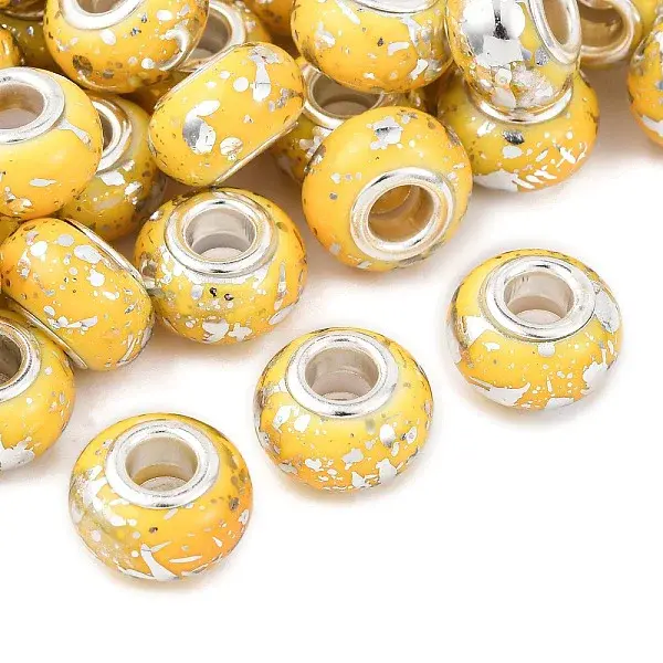 Opaque Resin Rondelle European Beads