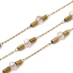 Handmade 304 Stainless Steel Chains with Faceted Rondelle Glass Beads