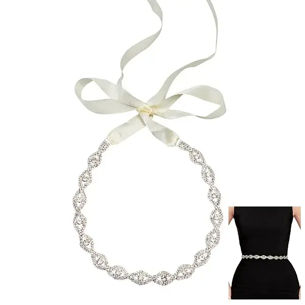 Metal Full Crystal Rhinestone Horse Eye Bridal Waist Belts for Wedding Dress