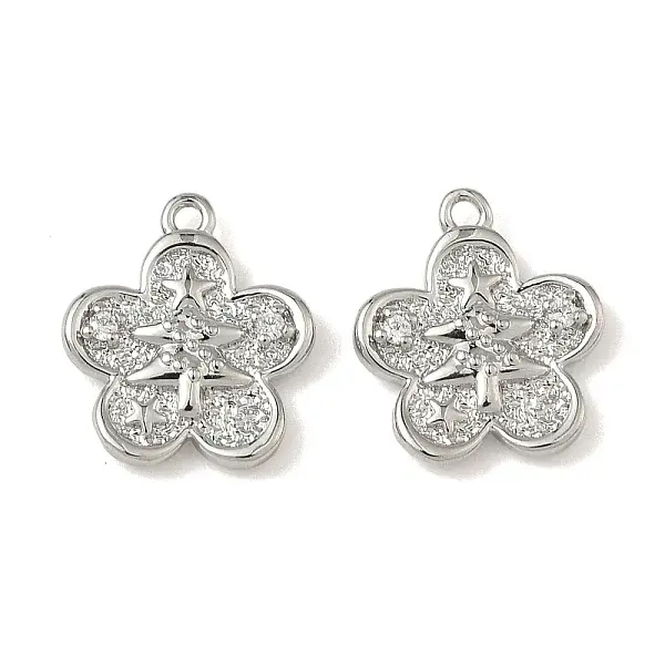 Christmas Brass Micro Pave Clear Cubic Zirconia Pendants