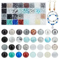 960Pcs 32 Styles Baking Painted & Spray Painted Crackle & Transparent & Opaque Glass Bead