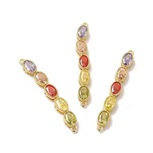 Rack Plating Brass Colorful Cubic Zirconia Connector Charms